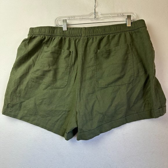 Old Navy Shorts women XL High Rise Linen Blend Olive Green Pull On Pockets NWT - Picture 5 of 7